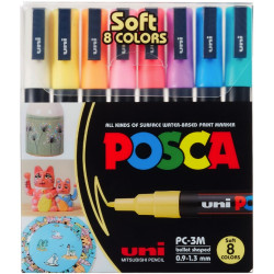 Set of Posca Paint PC-3M Pastel Colors markers - Uni - 8 pcs.