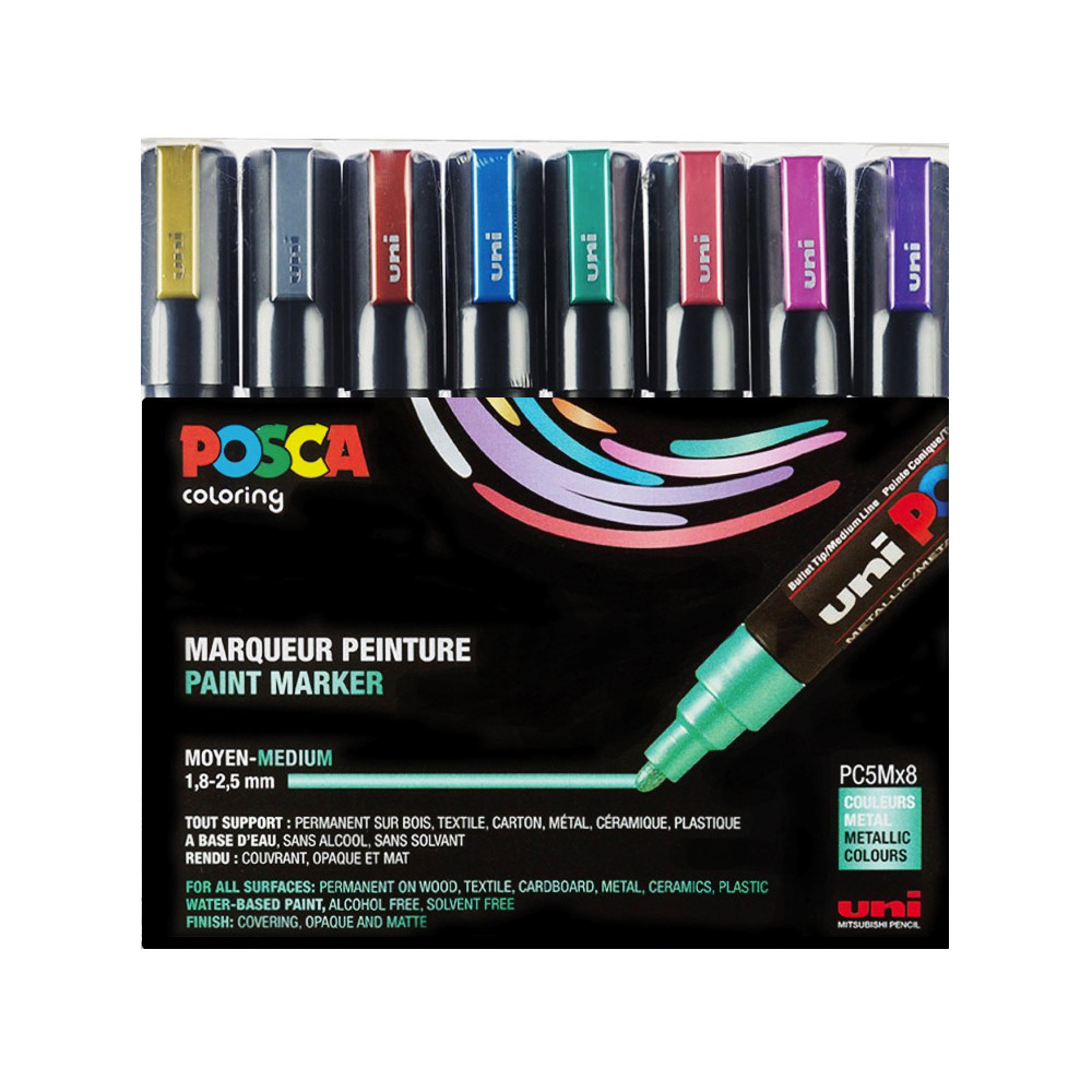Zestaw markerów Posca Metallic Colors PC-5M - Uni - 8 szt.