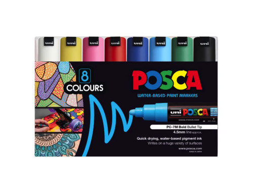 Set of Posca Paint PC-7M markers - Uni - 8 pcs.
