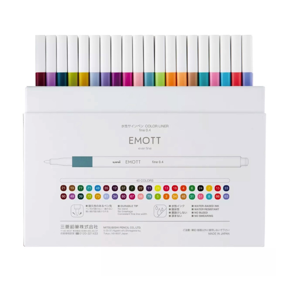 Set of Emott fineliners - Uni - 0,4 mm 40 pcs.