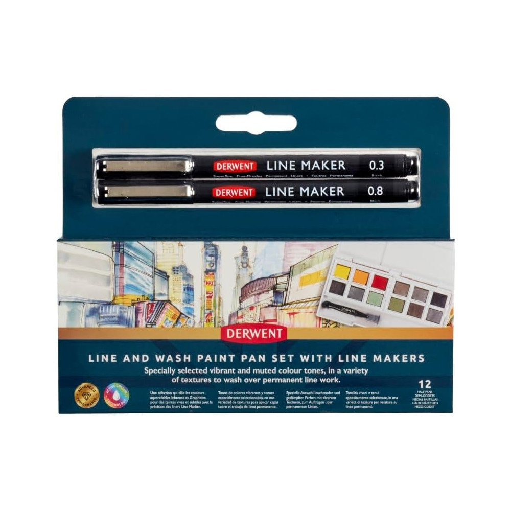 Watercolor Paint Pan Set - Derwent - 12 colors