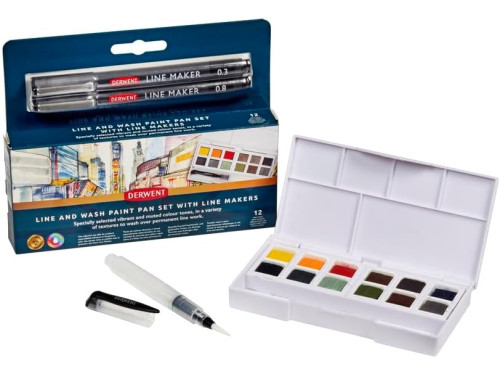 Watercolor Paint Pan Set - Derwent - 12 colors