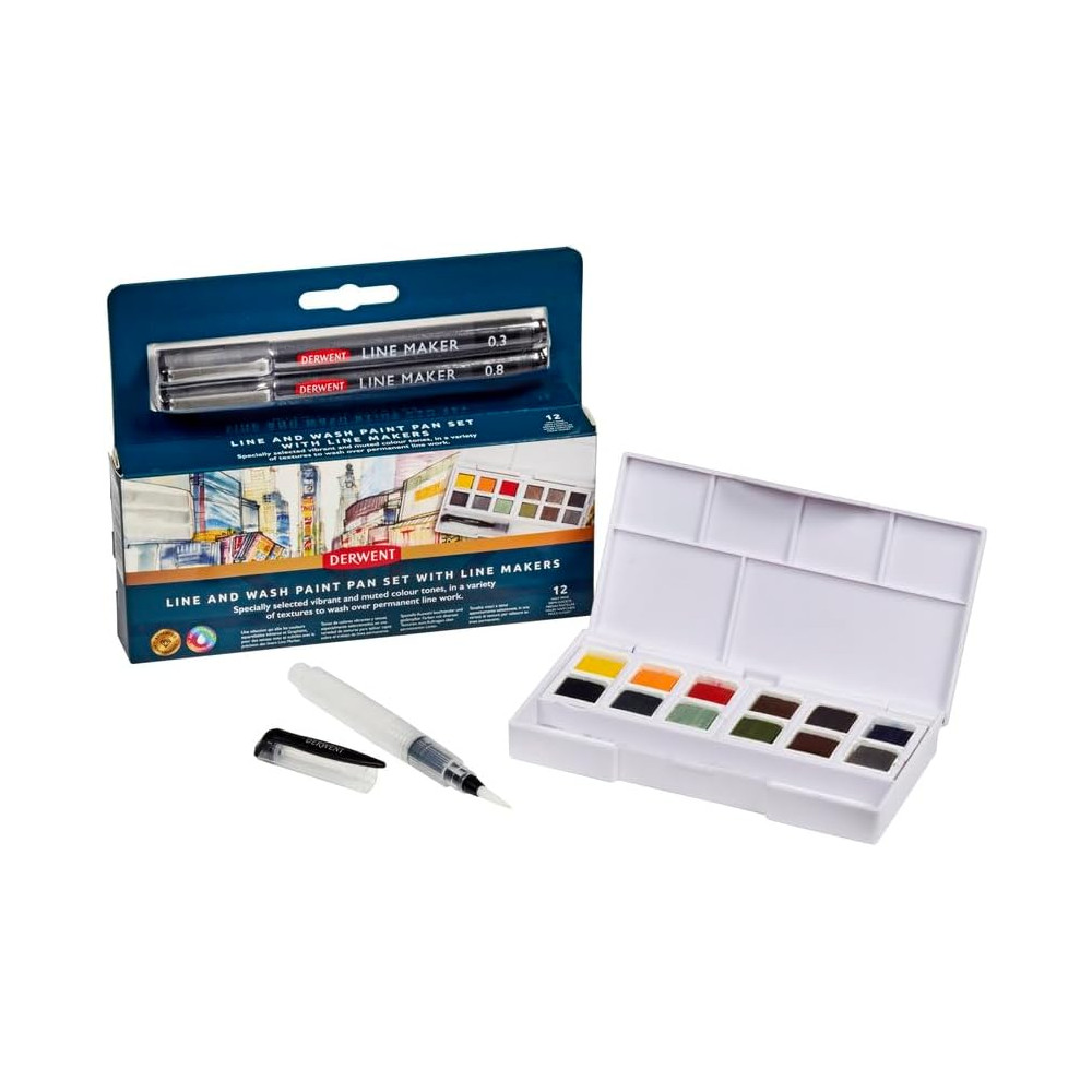 Watercolor Paint Pan Set - Derwent - 12 colors