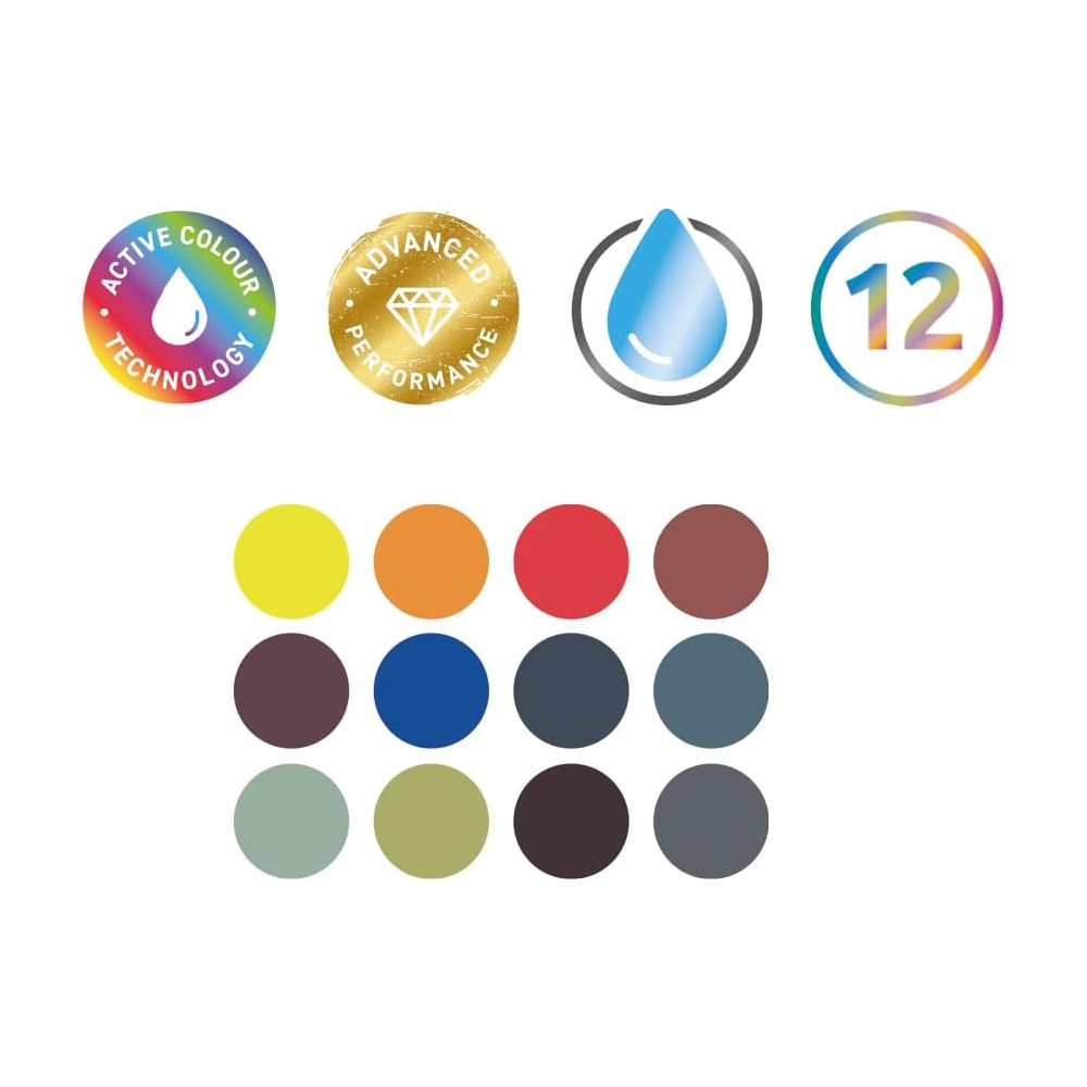 Watercolor Paint Pan Set - Derwent - 12 colors