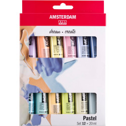 Set of acrylic paints Pastel - Amsterdam - 12 x 20 ml