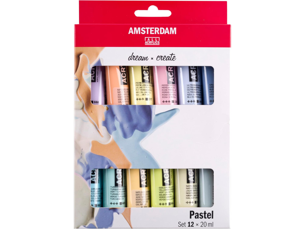 Set of acrylic paints Pastel - Amsterdam - 12 x 20 ml