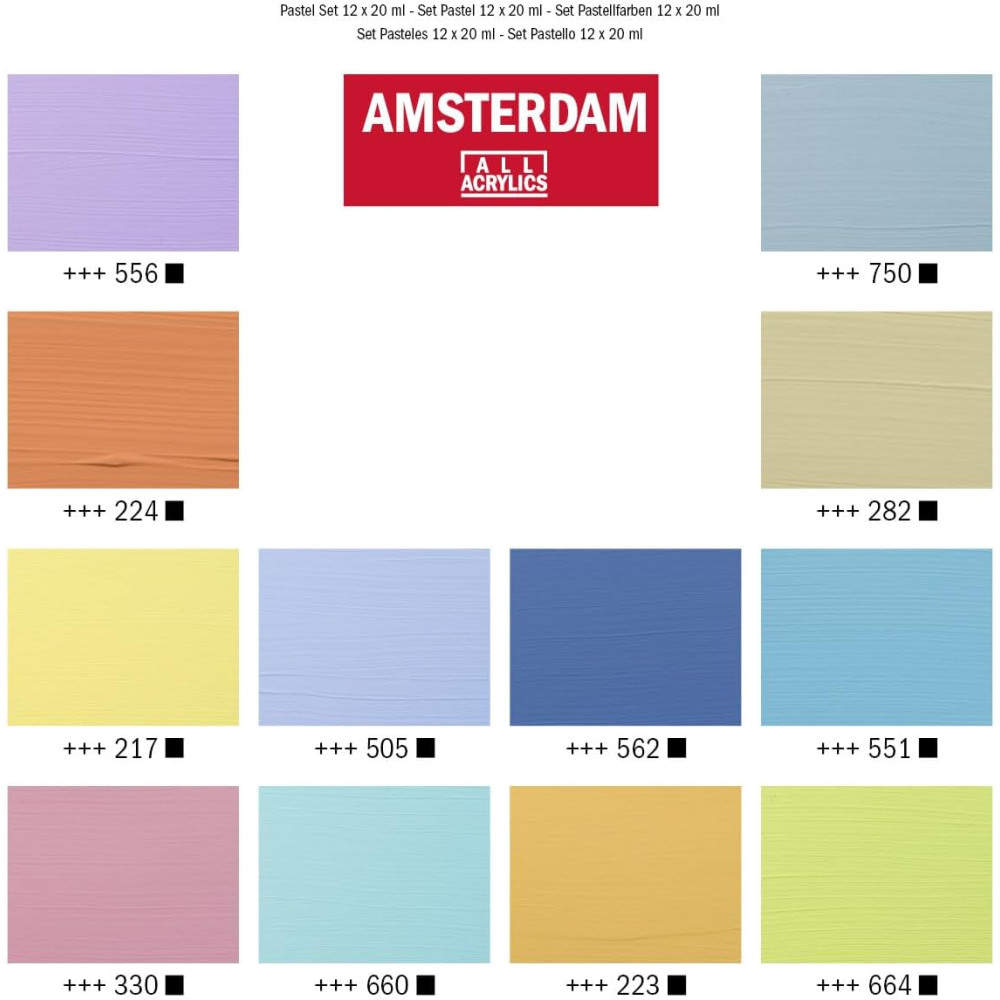 Set of acrylic paints Pastel - Amsterdam - 12 x 20 ml