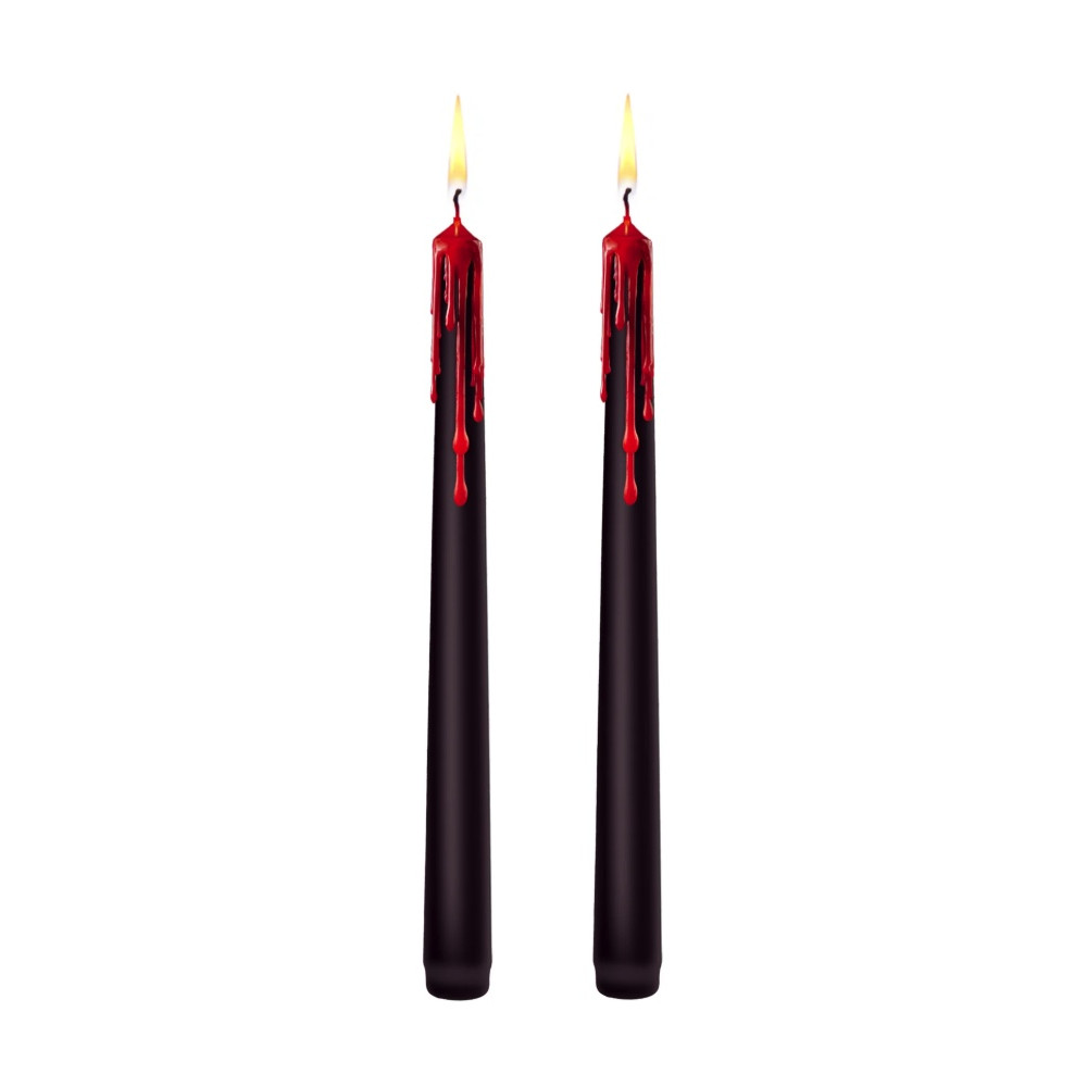 Krwawiące świece halloweenowe - czarno-czerwone 25 cm 2 szt.