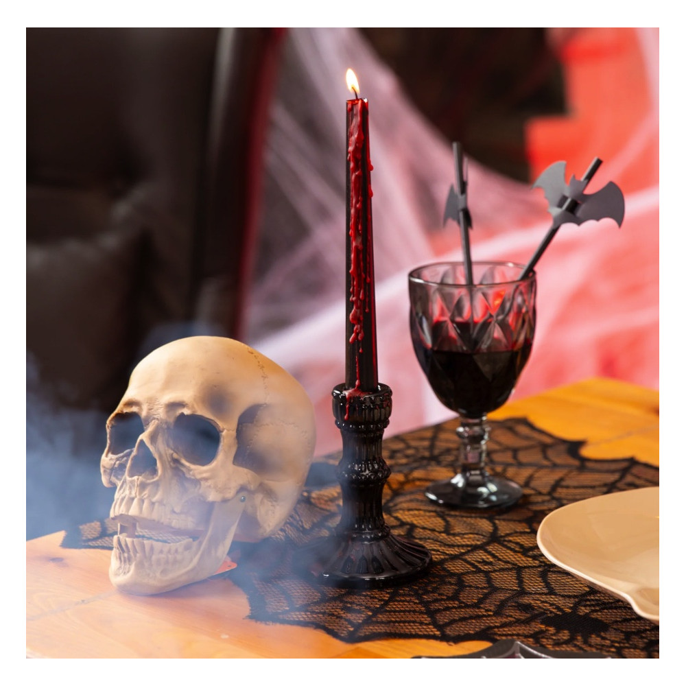 Krwawiące świece halloweenowe - czarno-czerwone 25 cm 2 szt.