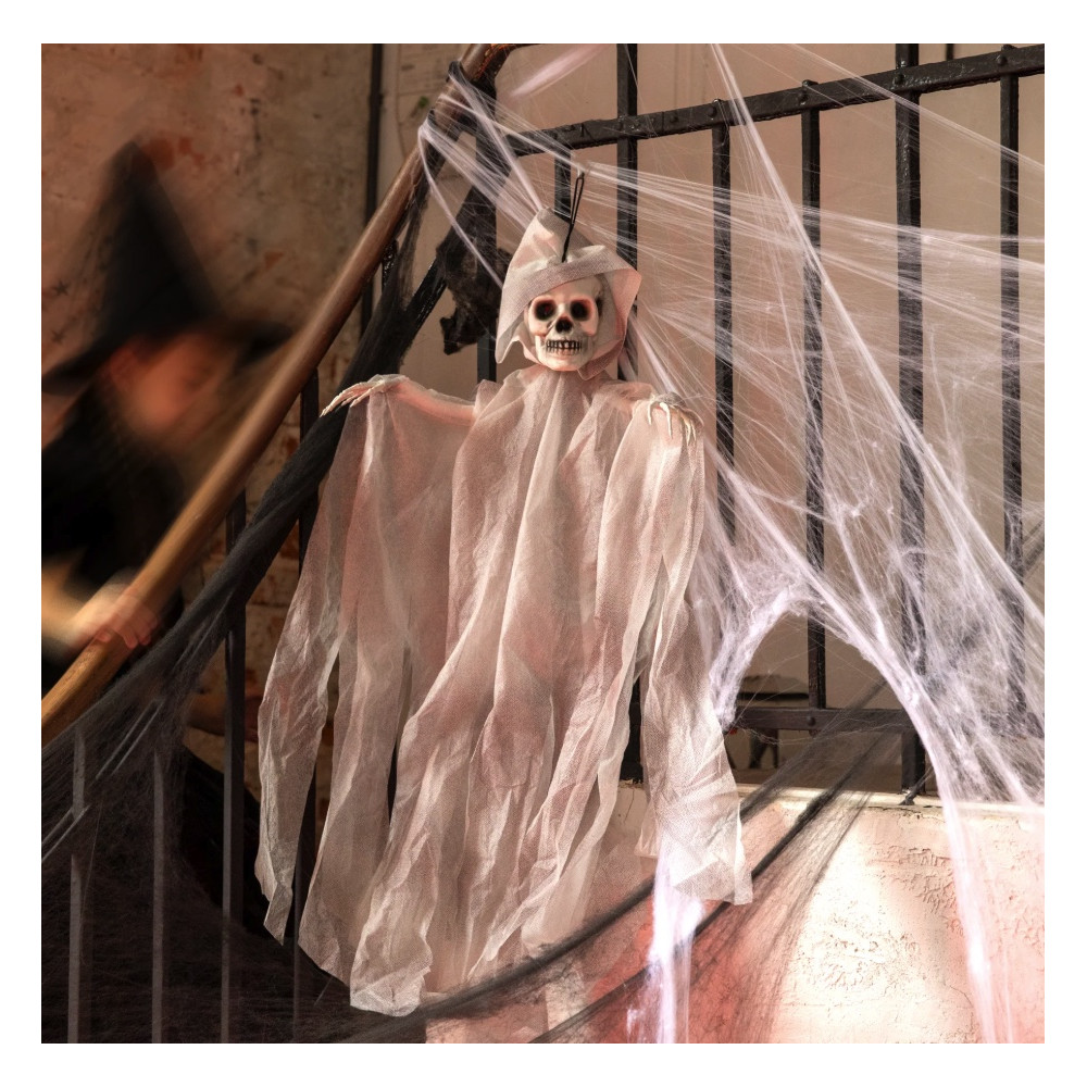 Dekoracja halloweenowa wisząca Szkielet - szary 90 cm
