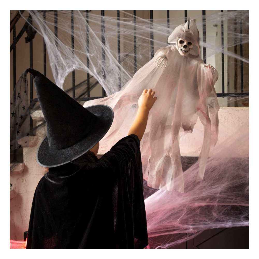 Dekoracja halloweenowa wisząca Szkielet - szary 90 cm