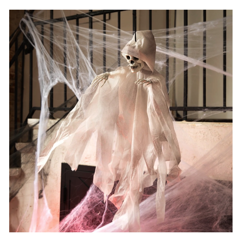 Dekoracja halloweenowa wisząca Szkielet - szary 90 cm