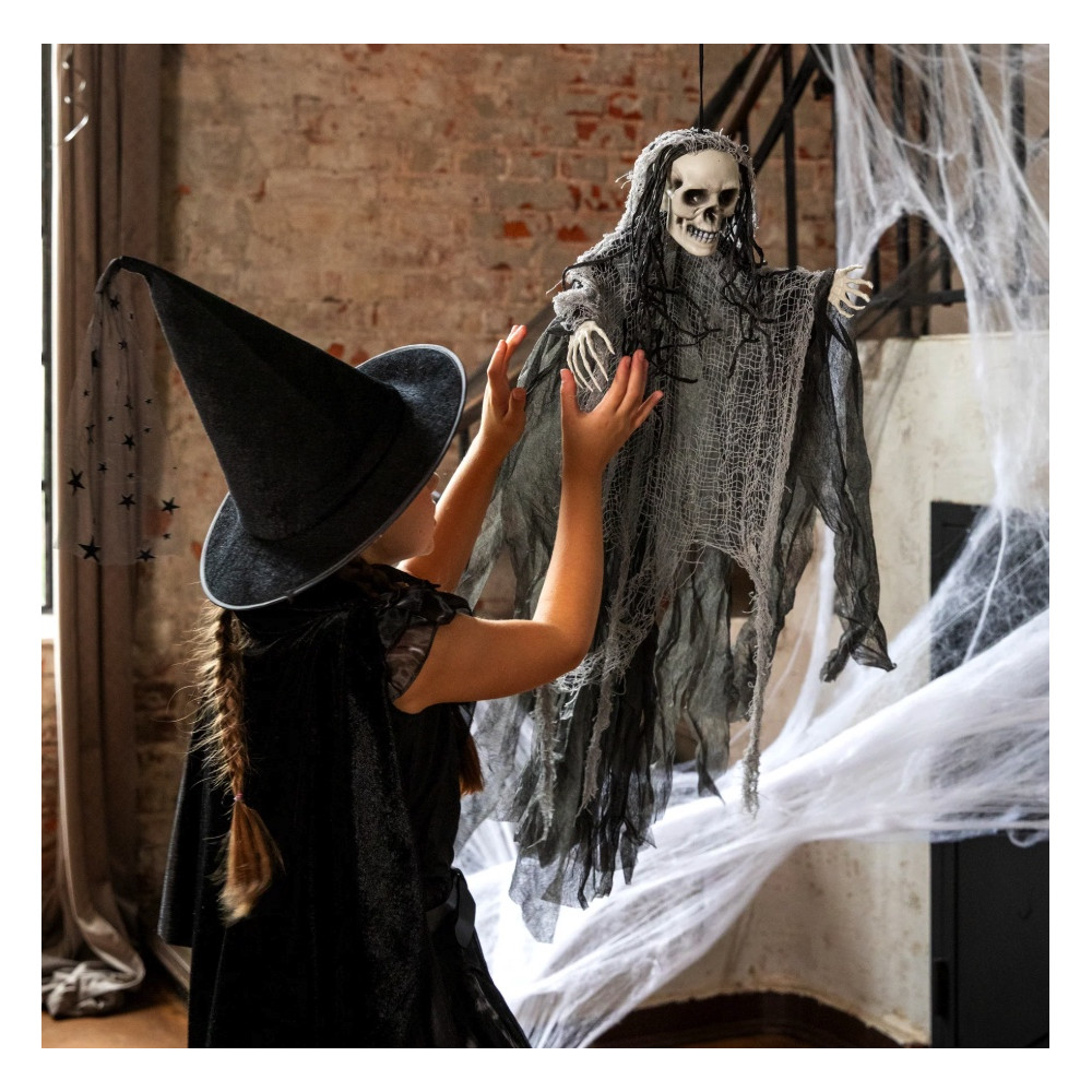 Dekoracja halloweenowa wisząca Kostucha - 90 cm