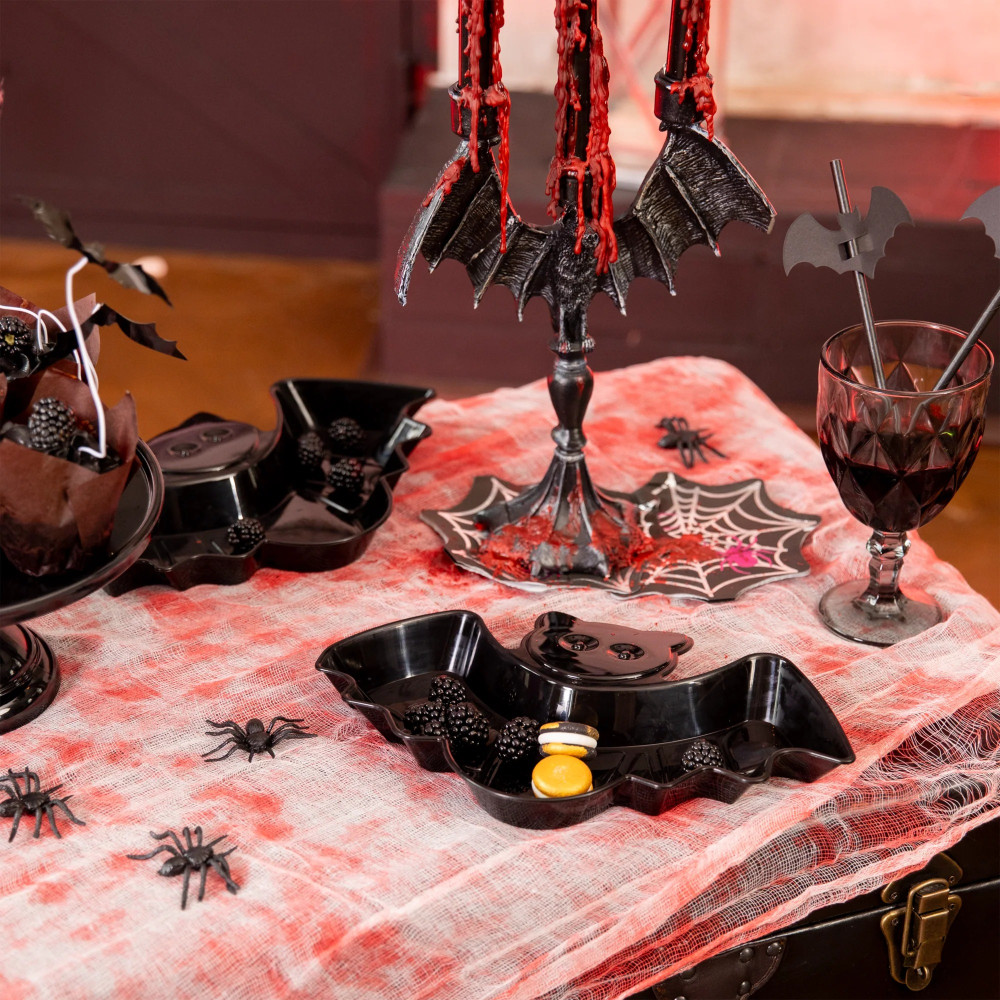 Halloweenowa taca na przekąski Nietoperz - 18,5 x 28,5 cm