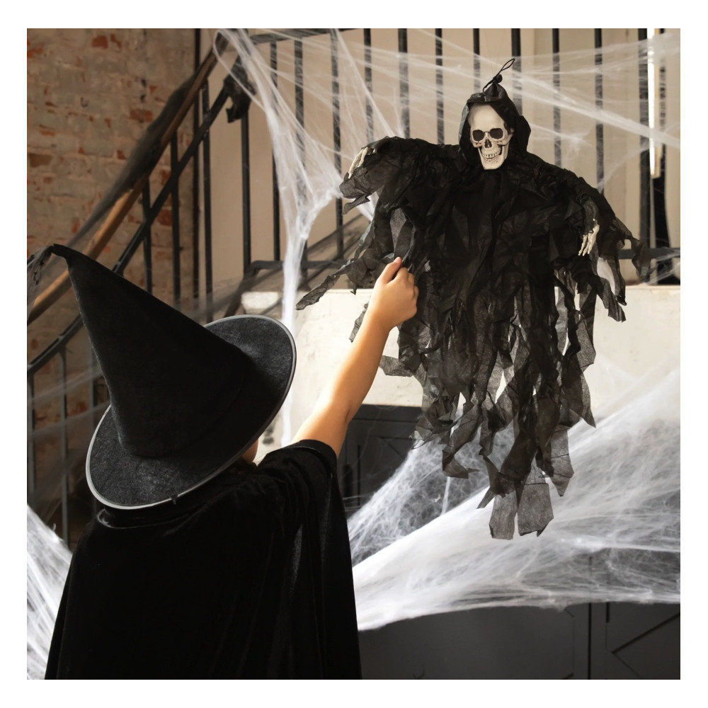 Dekoracja halloweenowa wisząca Szkielet - czarny 90 cm