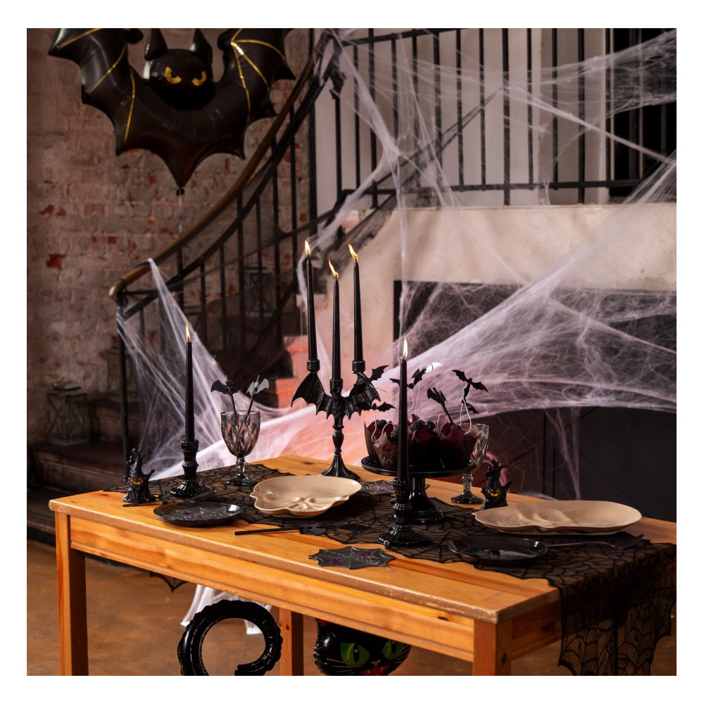 Bieżnik koronkowy na halloween Pajęczyny - czarny 45 x 183 cm