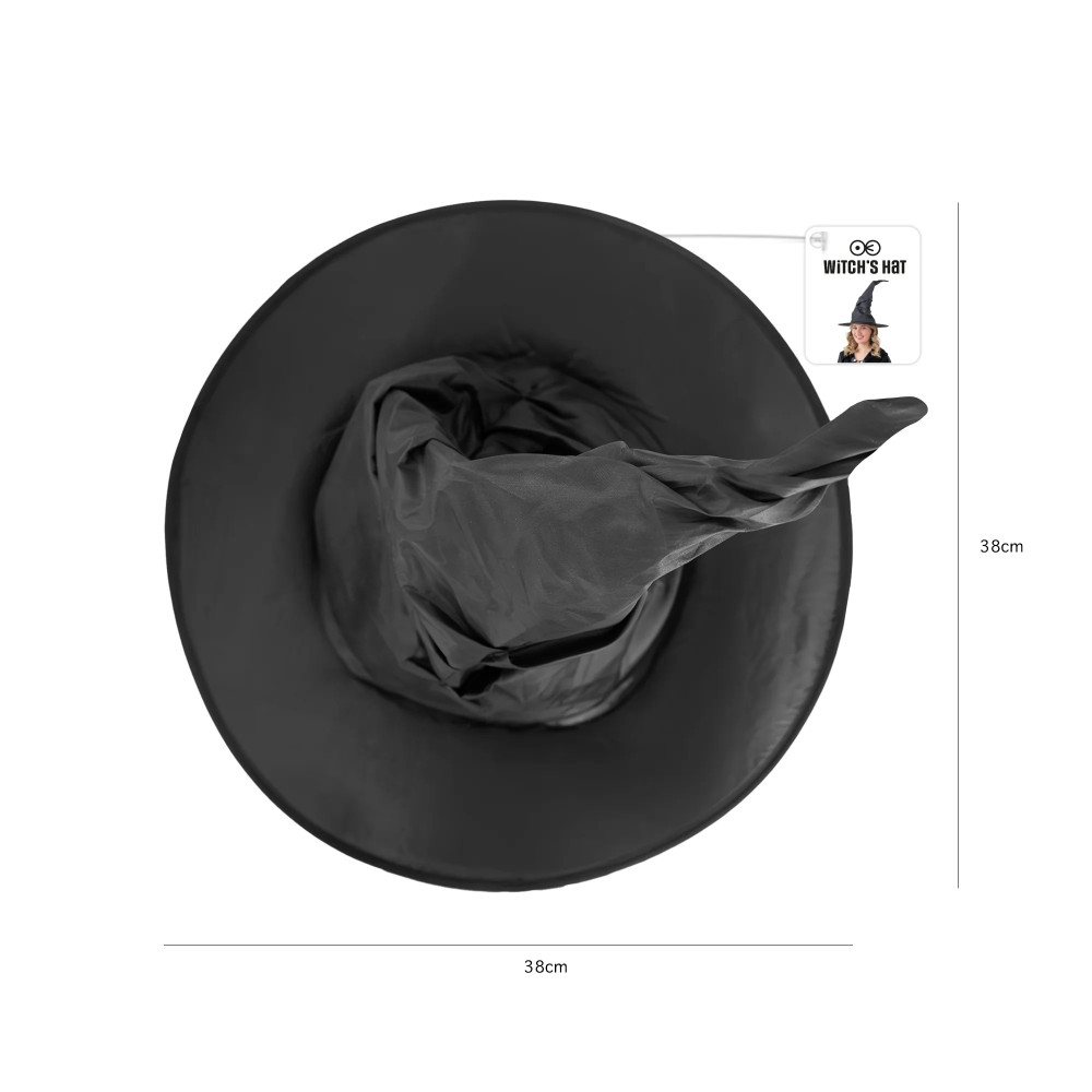 Halloween witch hat - black 38 x 42cm