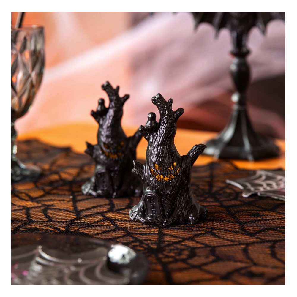 Lampion LED halloweenowy Drzewo - czarny 11,5 cm