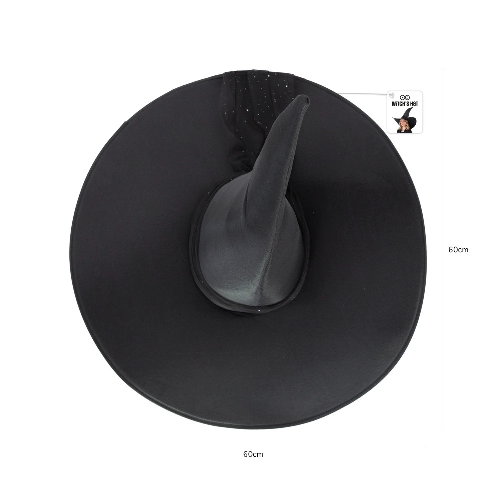 Halloween witch hat - black 60 x 50 cm