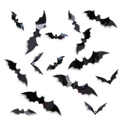 Halloweenowe naklejki na ścianę 3D Nietoperze - 60 szt.