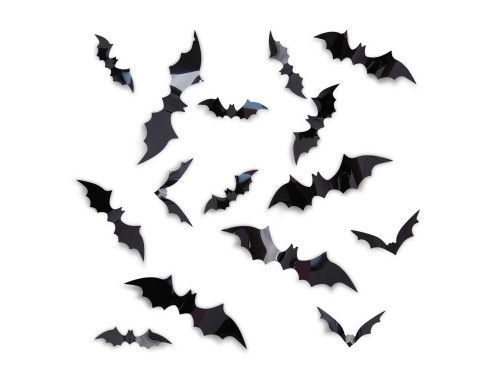 Halloweenowe naklejki na ścianę 3D Nietoperze - 60 szt.
