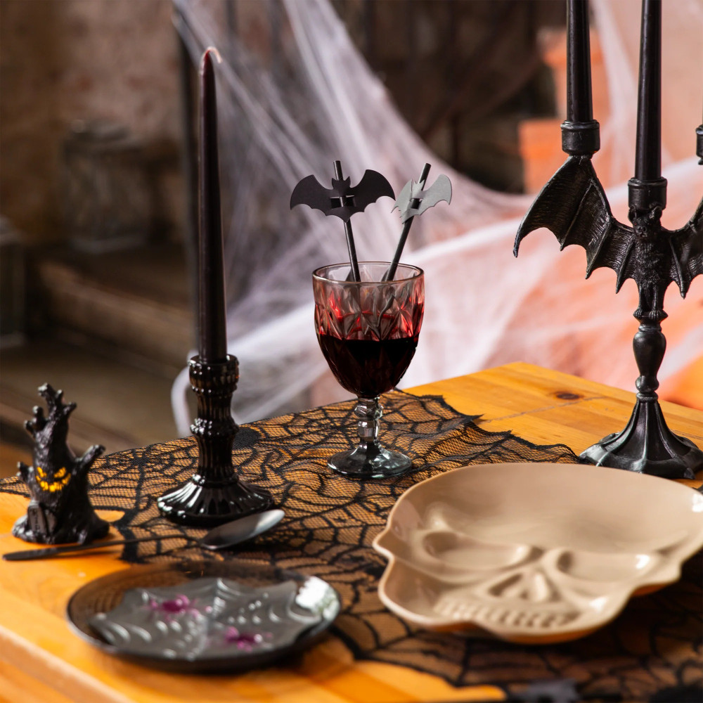 Słomki halloweenowe Nietoperze - czarne 20 cm 12 szt.