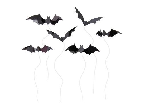 Toppery halloweenowe na tort Nietoperze - 6 szt.