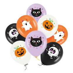 Halloween balloons with designs - 8 pcs.