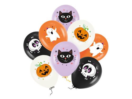 Halloween balloons with designs - 8 pcs.