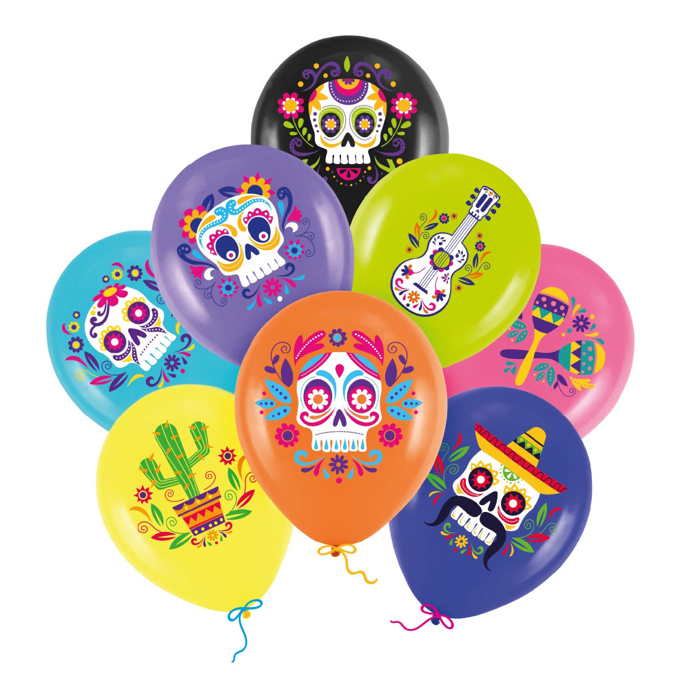 Balony Meksykańskie Halloween - 30 cm 8 szt.