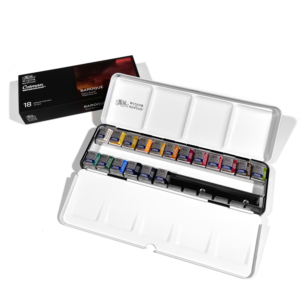 Cotman Watercolour Baroque half-pans set - Winsor & Newton x PaperConcept - 18 pcs.