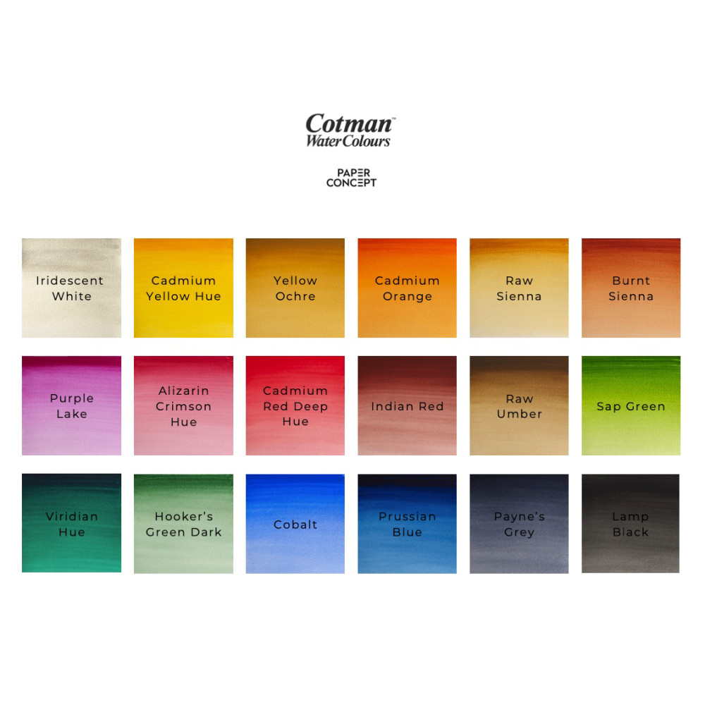 Cotman Watercolour Baroque half-pans set - Winsor & Newton x PaperConcept - 18 pcs.