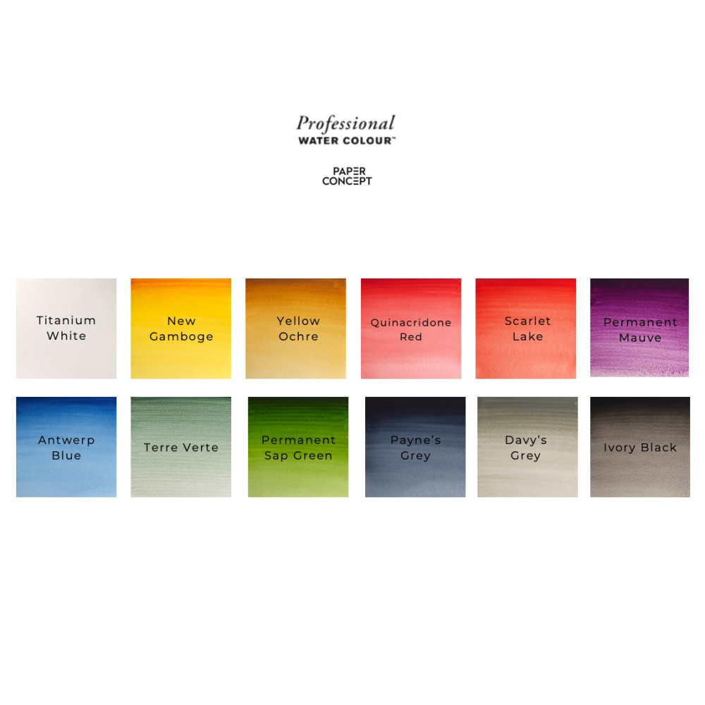 Professional Watercolour Rococo half-pans set - Winsor & Newton x PaperConcept - 12 pcs.