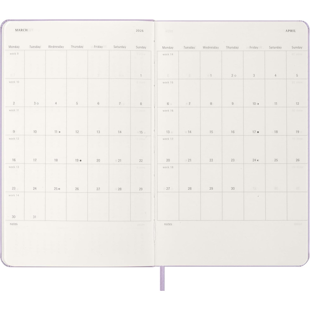 Kalendarz dzienny 2026 L - Moleskine - Pastel Lilac twarda okładka