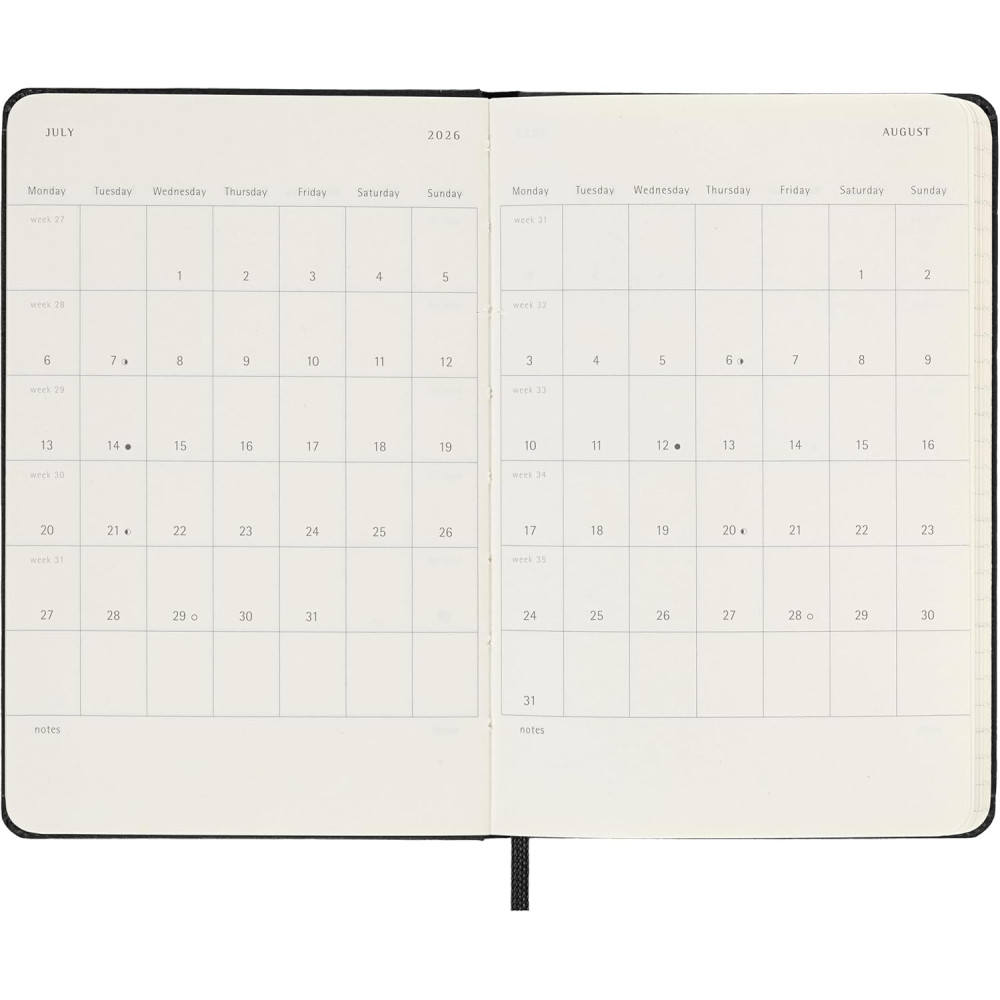 Kalendarz tygodniowy 2026 P - Moleskine - Black twarda okładka