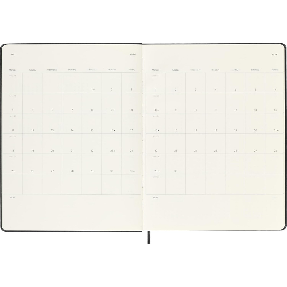 Weekly planner 2026 XL - Moleskine - Black hard cover