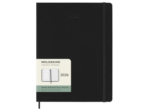 Kalendarz tygodniowy 2026 XL - Moleskine - Black twarda okładka