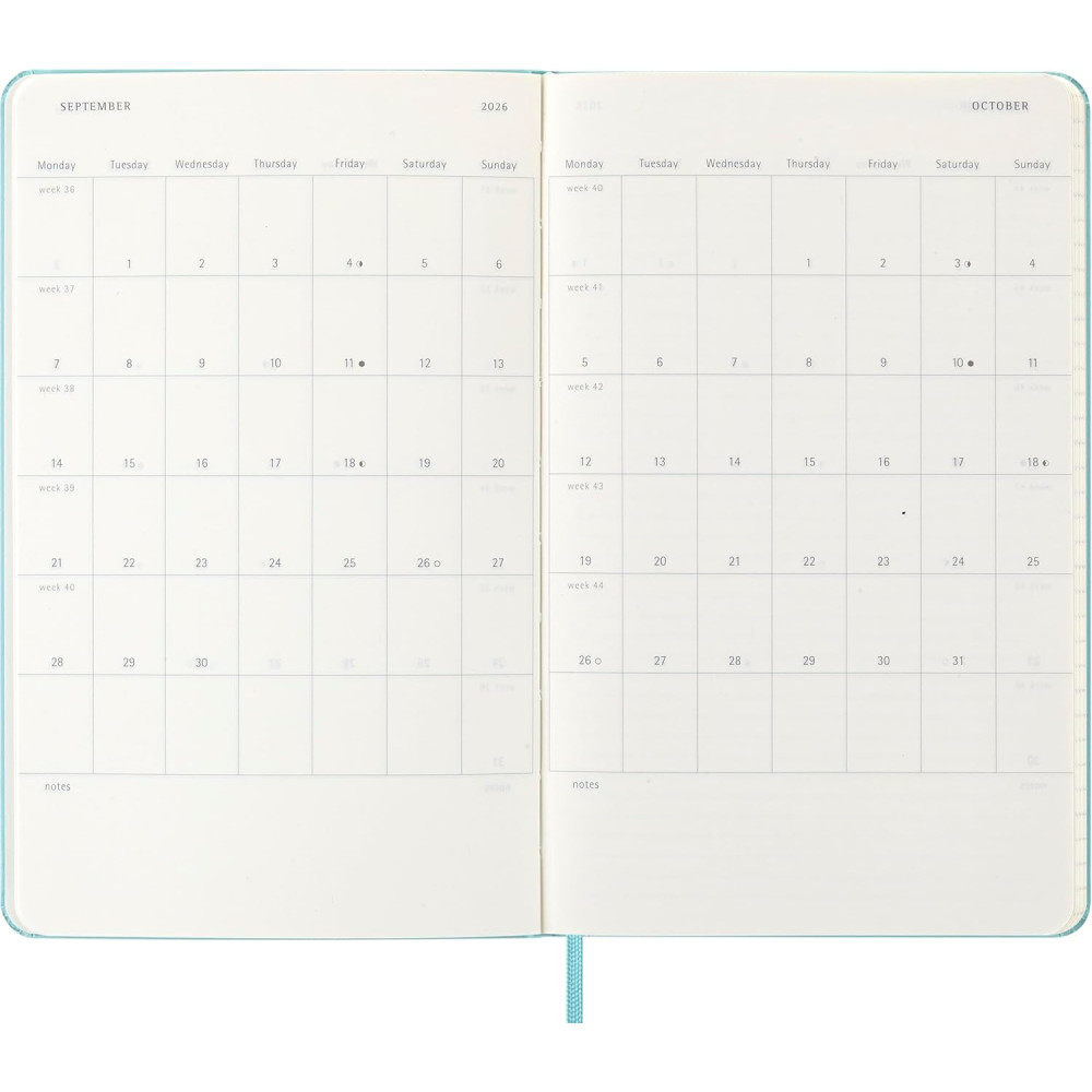 Weekly planner 2026 L - Moleskine - Aquamarine hard cover