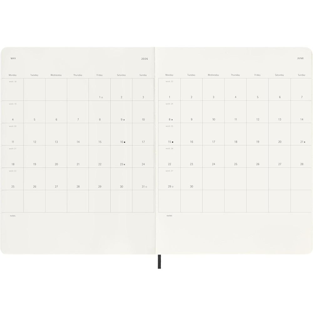 Kalendarz tygodniowy 2026 XL - Moleskine - Black miękka okładka
