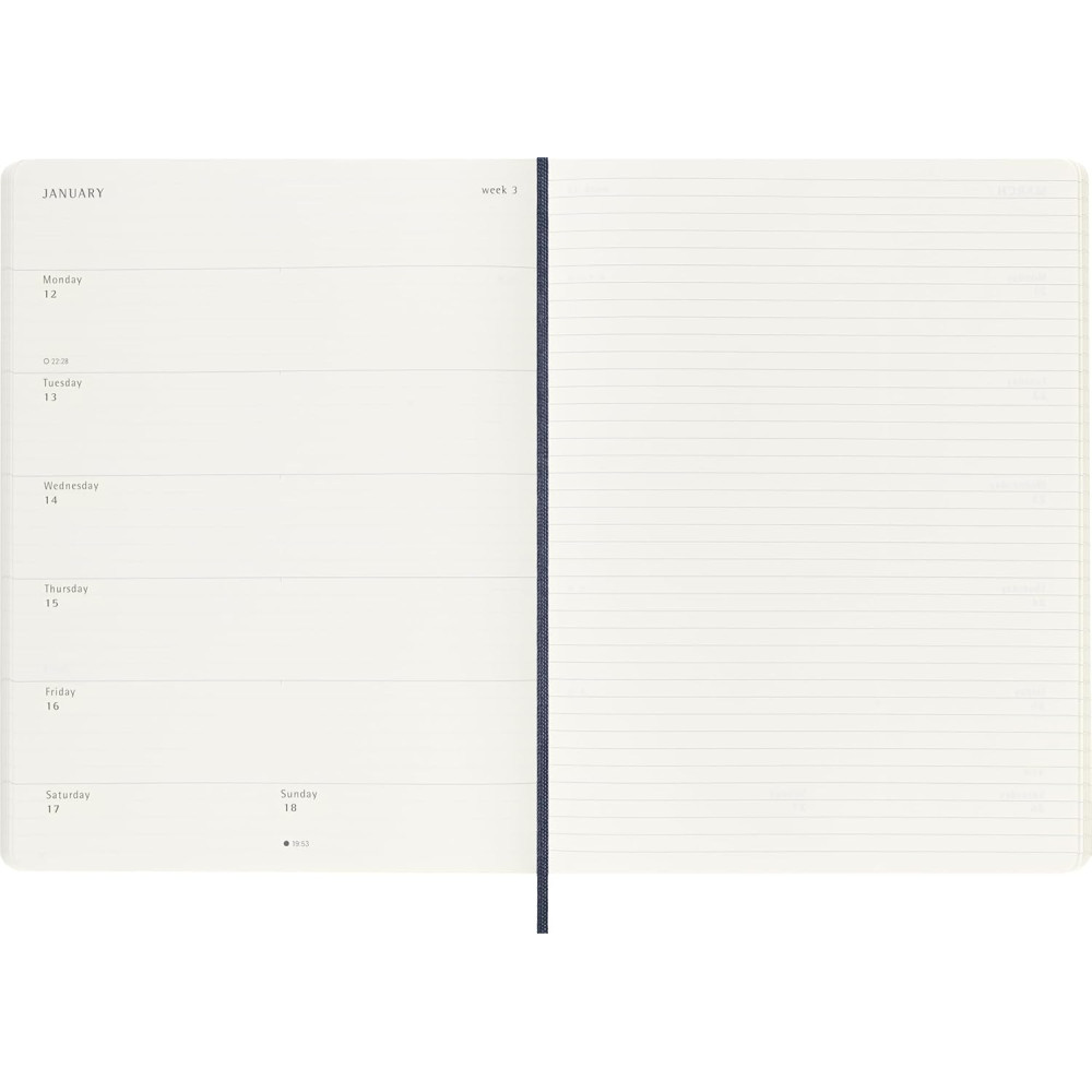 Weekly planner 2026 XL - Moleskine - Sapphire Blue soft cover