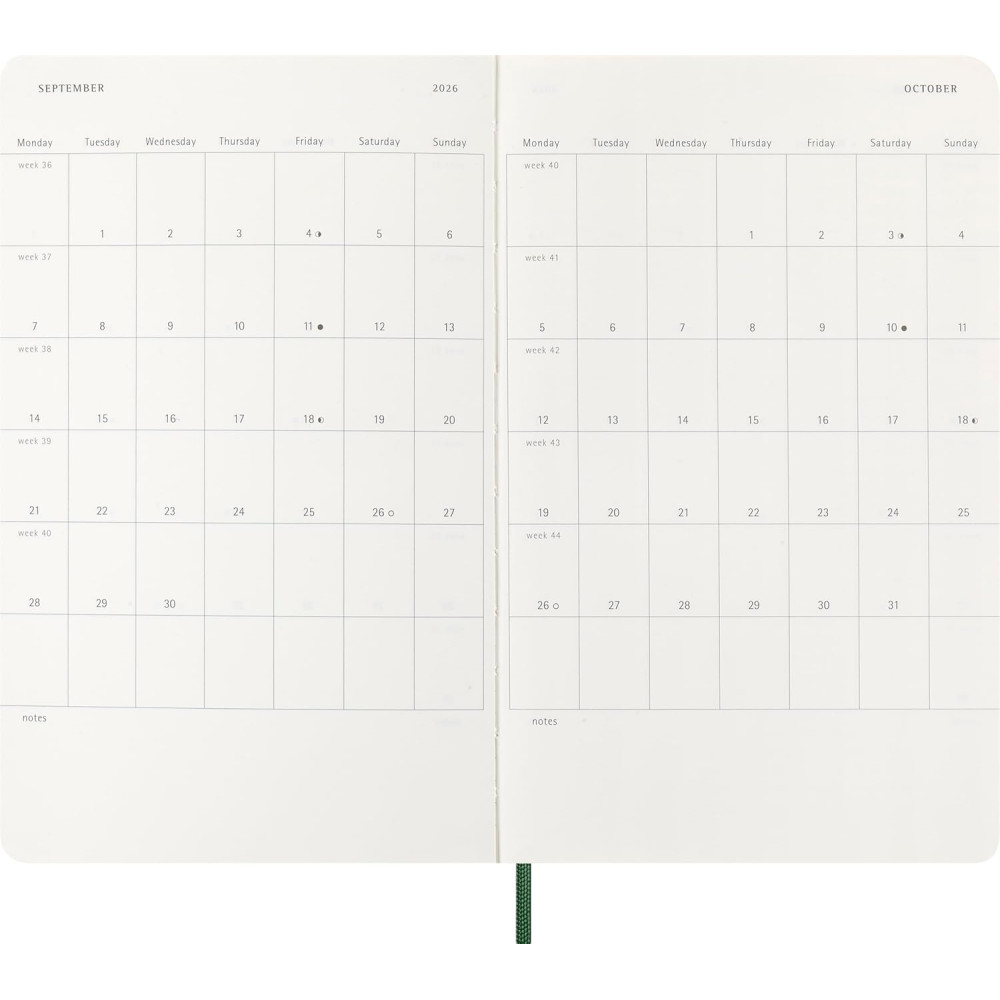 Weekly planner 2026 L - Moleskine - Myrtle Green soft cover