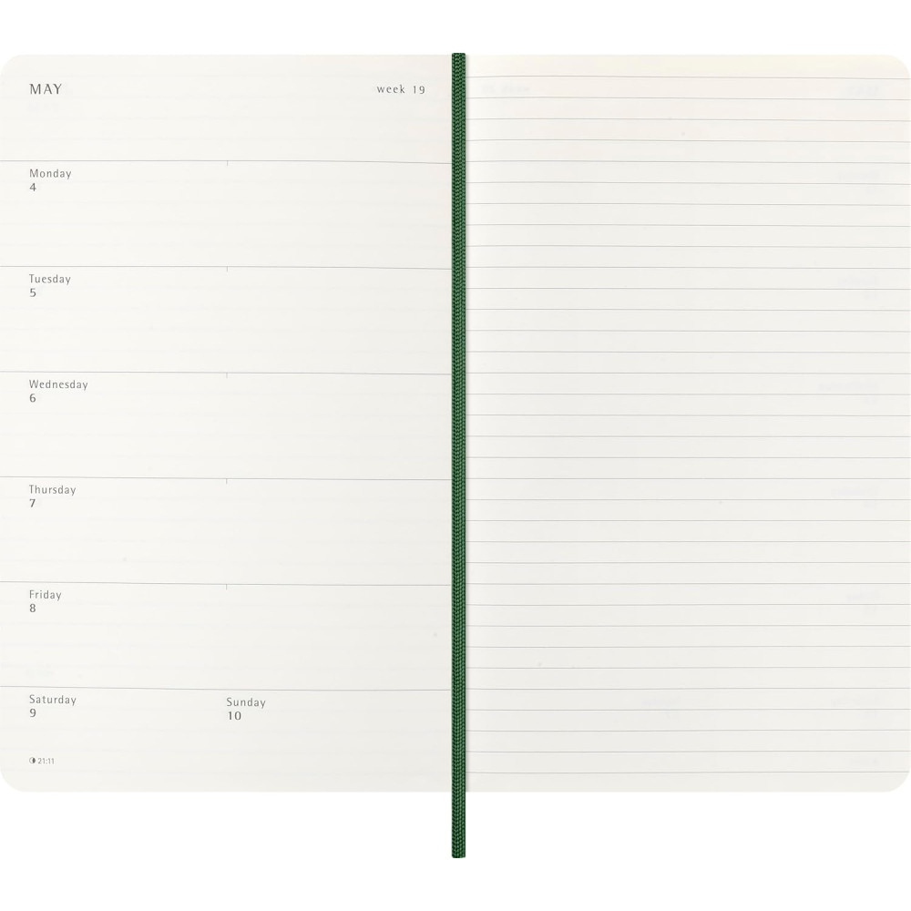 Weekly planner 2026 L - Moleskine - Myrtle Green soft cover