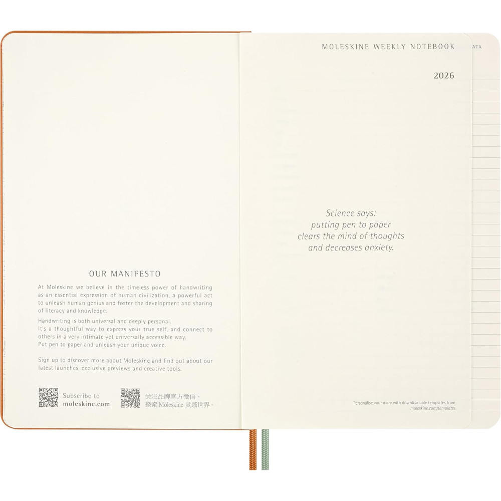 Kalendarz tygodniowy Peanuts Snoopy 2026 L - Moleskine - twarda okładka