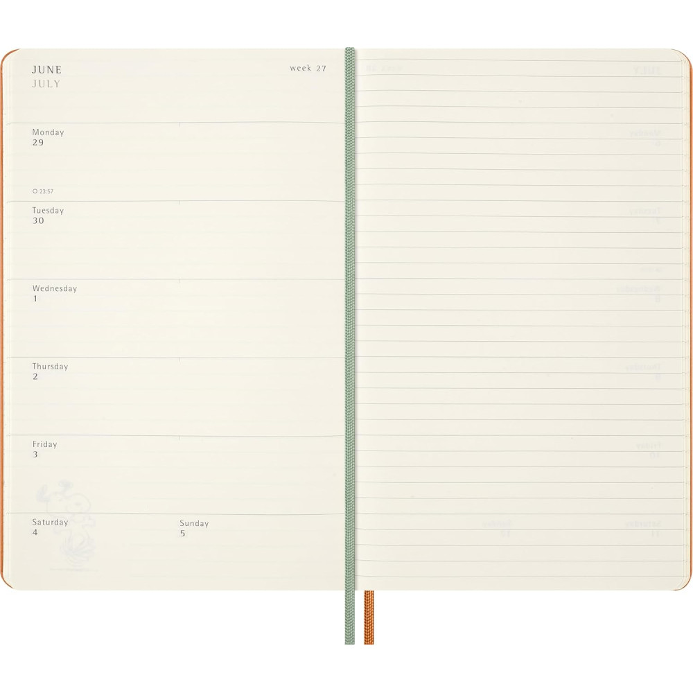 Weekly planner Peanuts Snoopy 2026 L - Moleskine - Orange hard cover