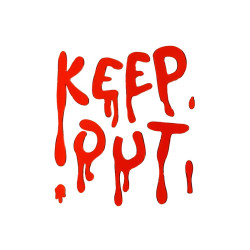 Halloweenowe żelowe naklejki na okno Keep Out - czerwone