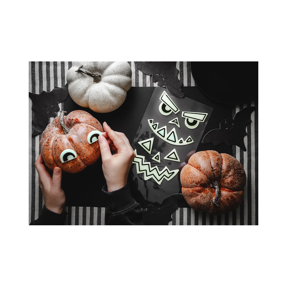 Halloween gel stickers for Pumpkin - faces 2 pcs.