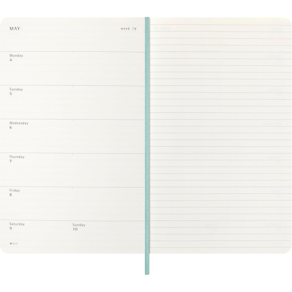 Kalendarz tygodniowy Skóra Węża 2026 L - Moleskine - Sage Green miękka okładka