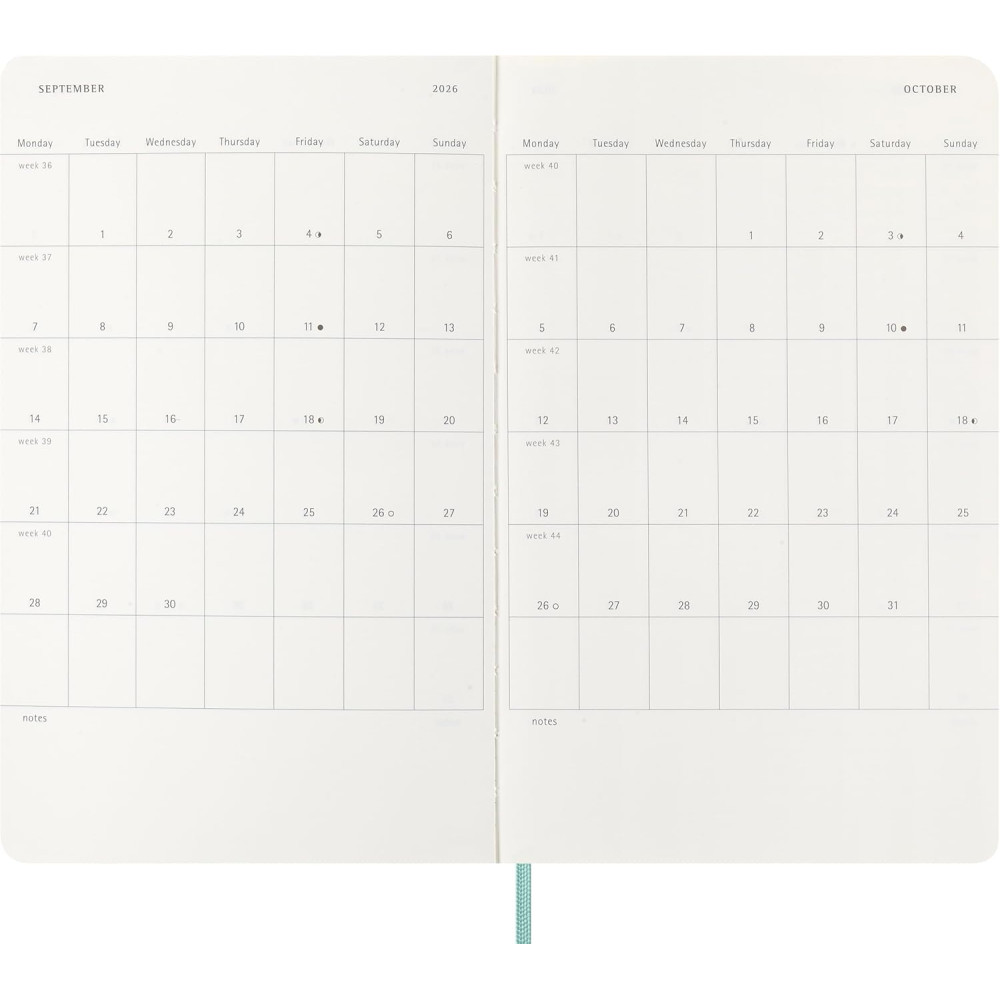 Kalendarz tygodniowy Skóra Węża 2026 L - Moleskine - Sage Green miękka okładka