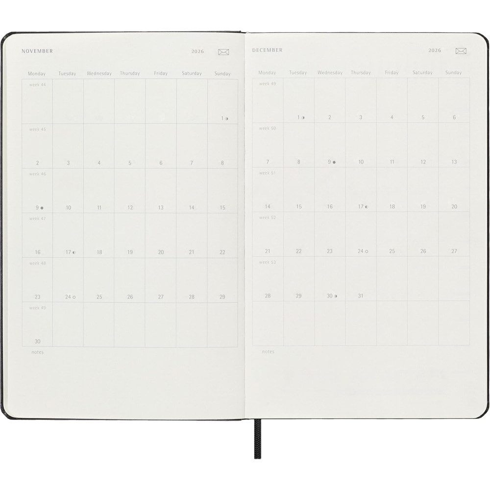 Kalendarz tygodniowy Smart 2026 L - Moleskine - Black twarda okładka