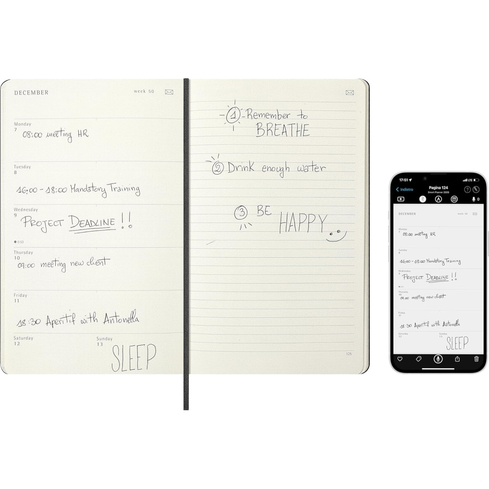 Kalendarz tygodniowy Smart 2026 L - Moleskine - Black twarda okładka